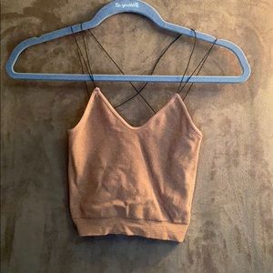 Nikibiki tan/brown sparkly crop top